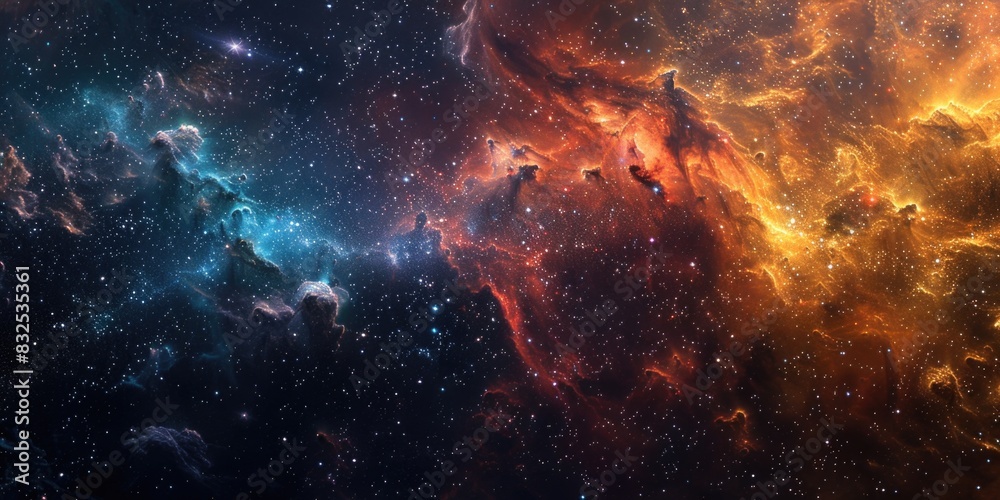 Poster A captivating image of a space scene with stars and nebulas. Ideal for space enthusiasts and educational projects