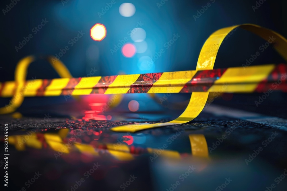 Poster a detailed view of yellow caution tape. suitable for safety and construction concepts