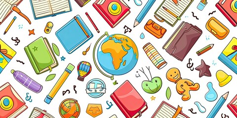 Colorful School Supplies Pattern