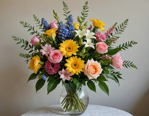 bouquet of flowers in a vase with romantic gift styling