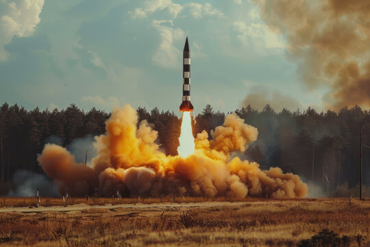 The launch of an intercontinental ballistic missile. Nuclear deterrent weapons.