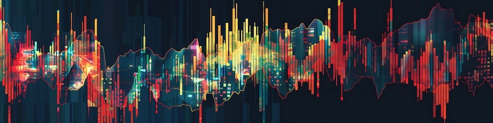 Streamlined area chart depicting stock market movements.