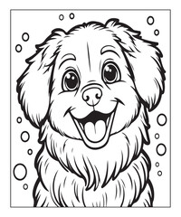 Fototapeta premium Cute cartoon puppy dog Black and white vector illustration for coloring page Ai generative