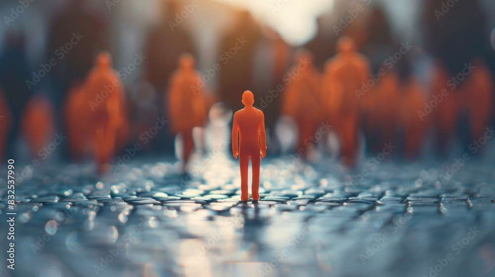 Poster a group of people standing in a straight line. suitable for business or teamwork concepts