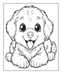 Obraz premium Cute cartoon puppy dog Black and white vector illustration for coloring page Ai generative