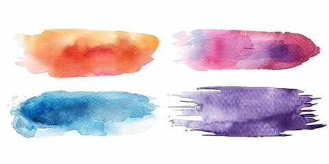 a set of four watercolor stains on a white background