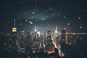 City street with warm lights, heavy raning