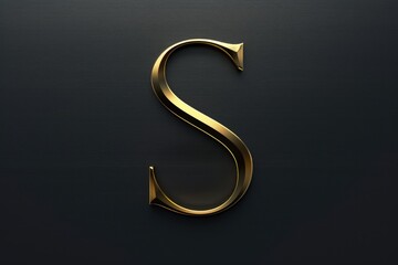 Naklejka premium Elegant golden letter S on a sleek black background, perfect for branding and design projects