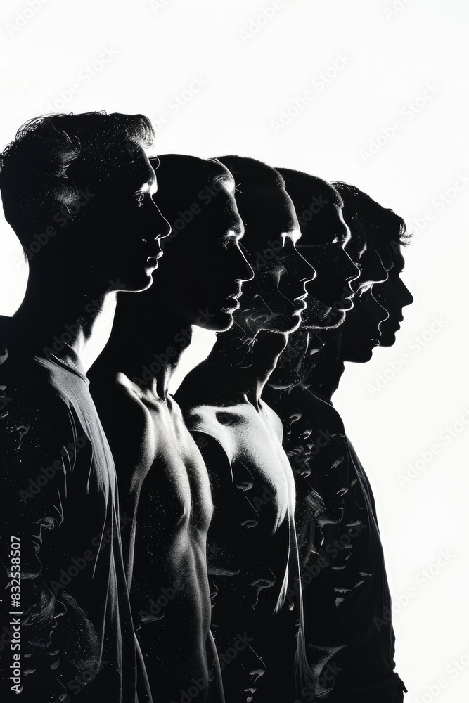 Poster A group of men standing next to each other. Suitable for business and teamwork concepts