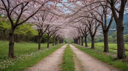 Obraz premium Cherry Blossom Tunnel Path