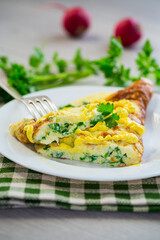 fried omelette stuffed with herbs, parsley, dill