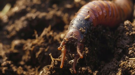 A closeup of a worm casting a powerful fertilizer produced by composting worms.