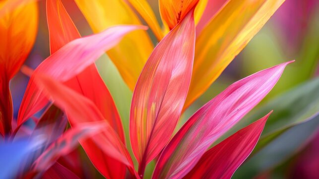 Vibrant Cordyline Leaf: A Prideful Splash of Colorful Rainbow Foliage