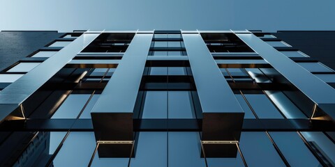 Tall building with multiple windows, suitable for use in cityscape or architecture context