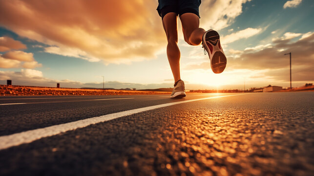 The fast runner showed his speed and sprint in the marathon, inspiring people to exercise and enjoy the sport. run, runner, fast, marathon, man, sprint, people, exercise, sport, speed, person, road