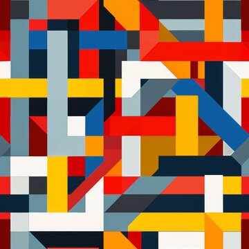 Colorful geometric shapes seamlessly interlocking to create a visually captivating backdrop for your projects.