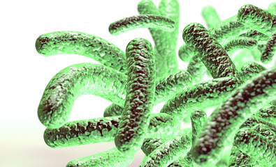 Microbacterias y organismos bacterianos. formación en biología y ciencias.
3d ilustración de la imagen microscópica de un virus o célula infecciosa.