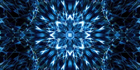 Abstract Blue Neon Kaleidoscope