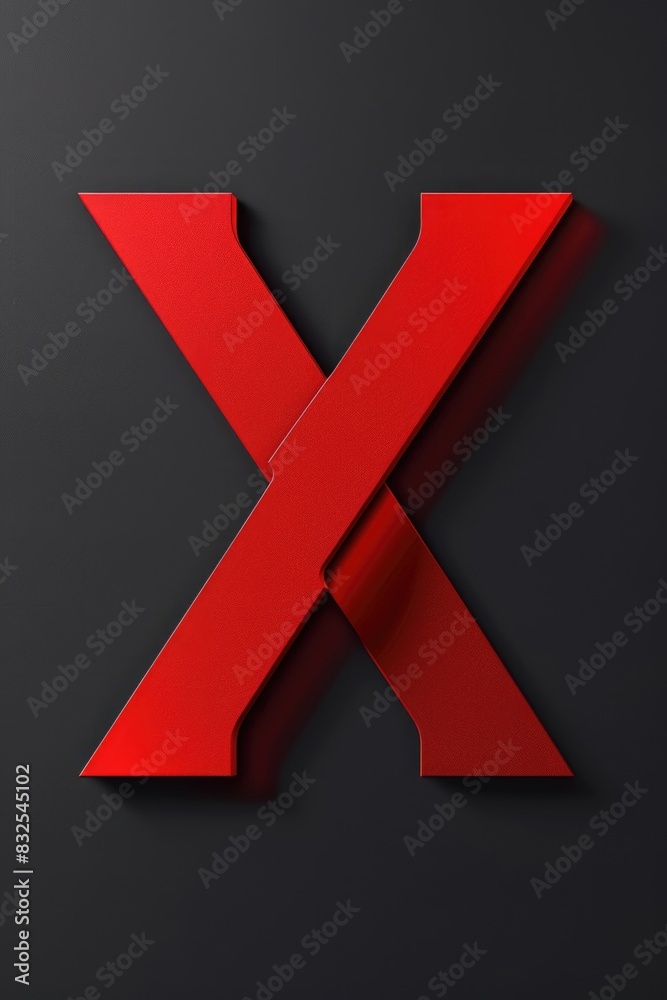 Poster a single red x mark against a black background, often used to indicate rejection or disapproval