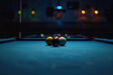 Two pool balls sit atop a green pool table, ready for a game to begin