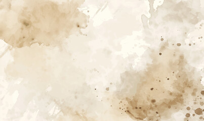 A beige watercolor background with stains and splashes, vintage style, vector illustration, white space in the center of the composition, simple shapes