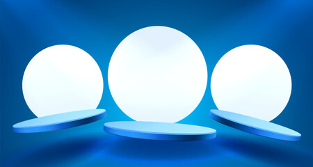 Giveaway podium with lighting, Stage Podium Scene with for Award, Decor element background. Vector illustration