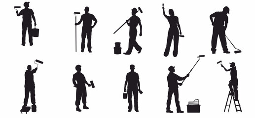 House painter silhouette set. 