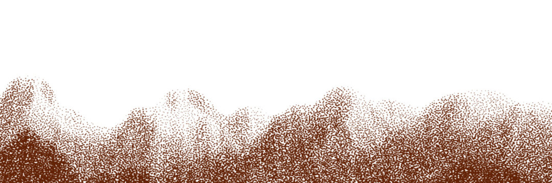 Chocolate and coffee powder, scattered cocoa on a light background. Particles of earth and dust. Brown sand texture.Top view of the cake.