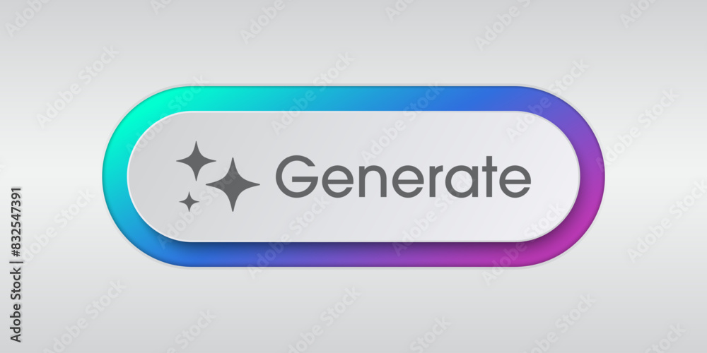 Aufkleber Generate AI button. Neumorphic bar. Artificial intelligence and Machine learning technology concept. AI enters by command prompt to generate ideas. Neumorphism style. Vector illustration.