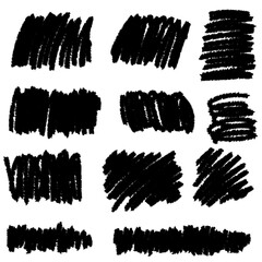 Scribble brush ink shapes. Hand drawn brush strokes collection.
