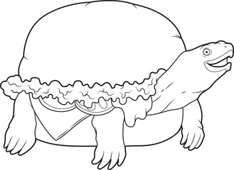 Turtle Cheeseburger Animal Vector Graphic Art Illustration