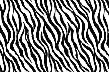 Seamless black and white tiger stripe pattern, ideal for fashion, textile, and decor
