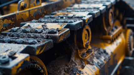 dirty heavy machine chain wheel surface close up photo, tractor wheel close up photo.