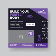 Gym and Fitness Social Media Post Template Design.