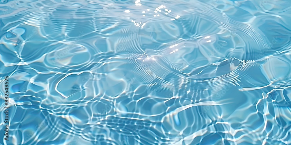 Sticker a image of a pool with a blue water surface and ripples