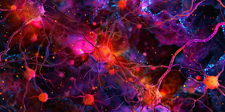 Neurodegenerative disease pathology close up microscopy microscopic image of brain connections stem.