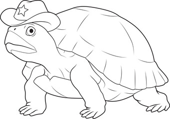 Turtle Sheriff Cowboy hat Animal Vector Graphic Art Illustration