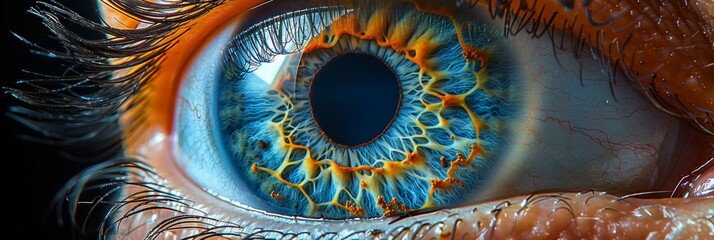 Close-up of human eye iris, intricate patterns captured.