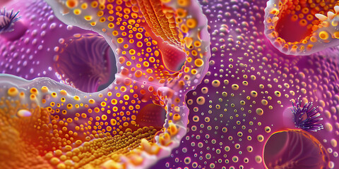 Orchid Ovary Development: Microscopic exploration of orchid ovary tissues, depicting ovule maturation and seed formation