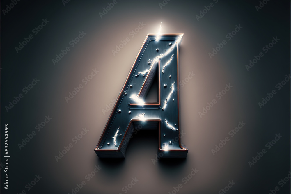 Wall mural Metallic letter A with electric sparkles and lighning bolts effect