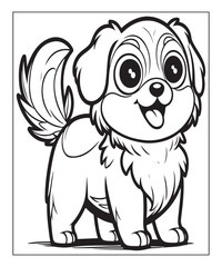 Fototapeta premium Cute puppy Black and white vector illustration for coloring book Ai generative