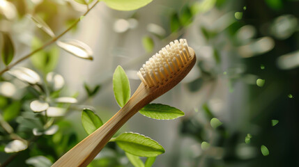 Taking care of your teeth and the environment: a bamboo leaf brush.