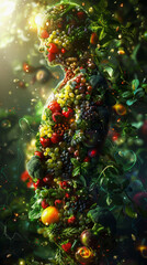 Healthy eating: a person consisting of a variety of fruits and vegetables. 