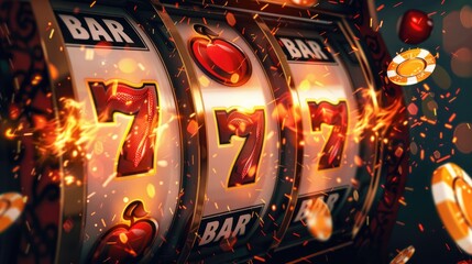 Casino banner, Betting poster, Banner of casino with 777 big win slot machine, Jackpot 777