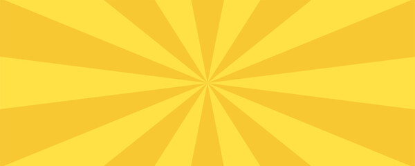 Yellow banner with Sun rays, lines background, light
