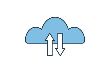 Backup and restore icon. icon related to setup and setting. suitable for web site, app, user interfaces, printable etc. flat line icon style. simple vector design editable