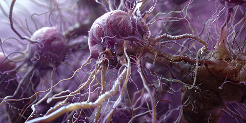 Orchid Root Nodule Symbiosis: Close-up view of orchid root nodules hosting nitrogen-fixing bacteria, illustrating symbiotic relationships