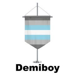 Demiboy Pride Medieval Vertical Flag Vector - Symbol of Gender Diversity with its unique grayscale palette and vibrant green accent. Perfect for inclusivity campaigns and awareness events.