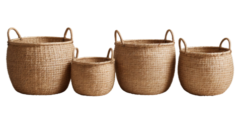 Woven Baskets, handmade wicker basket isolated on a transparent background