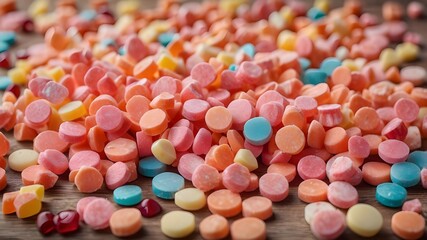 Colorful round candies in a beautifully arranged vase, celebrating national candy day